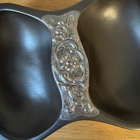 Peruvian 925 Silver & Mahogany Carved Snack Bowl - Picture 3 of 13